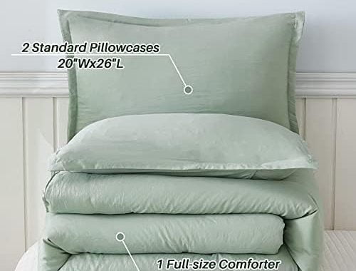 Amazon.com: Litanika Comforter Full Size Set Sage Green, 3 Pieces Lightweight Bed Solid Summer Beddi