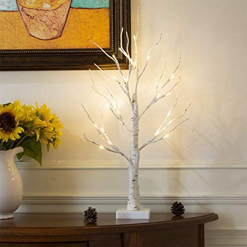 Amazon.com: EAMBRITE Tabletop Tree Easter Decorations for Home, Mini Birch Tree with Lights, White E