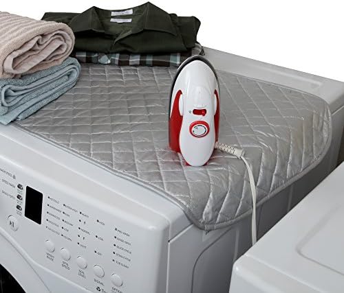 Home-X Magnetic Ironing Mat. Gray, Quilted, Washer Dryer Heat Resistant Pad, Iron Board Alternative