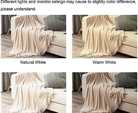 lifein White Throw Blanket for Couch - Soft Knitted Farmhouse Chenille Boho Throw,Cozy Knit Small Li