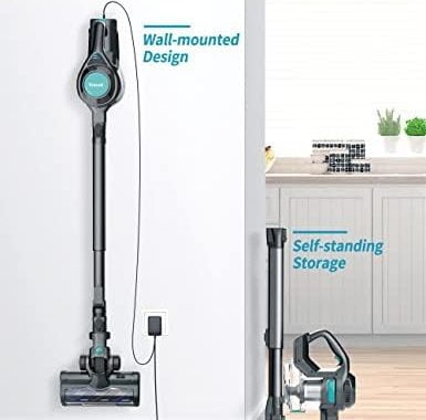 Voweek Cordless Vacuum Cleaner, Lightweight Stick Vacuum Cleaner with Powerful Suction, Detachable B