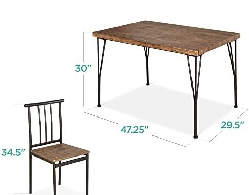 Amazon.com - Best Choice Products 5-Piece Metal and Wood Indoor Modern Rectangular Dining Table Furn
