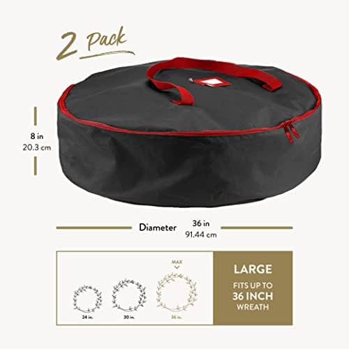 Zober 2-Pack Christmas Wreath Storage Bag 36" - Artificial Wreaths, Durable Handles, Dual Zipper &am