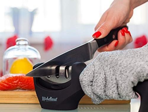 4-in-1 Kitchen Knife Accessories: 3-Stage Knife Sharpener Helps Repair, Restore, Polish Blades and C