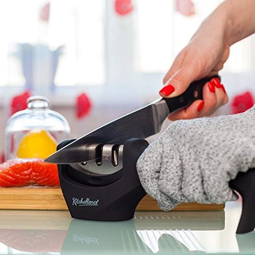 4-in-1 Kitchen Knife Accessories: 3-Stage Knife Sharpener Helps Repair, Restore, Polish Blades and C