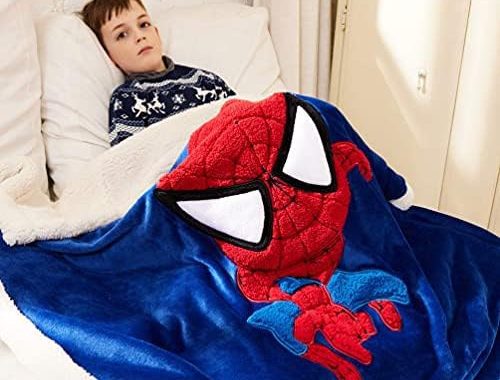 Amazon.com: COSUSKET Marvel Kids Spiderman Throw Blanket, Signed Jointly 3D Cartoon Embroidery Sherp