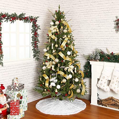 Amazon.com: Sattiyrch Faux Fur Christmas Tree Skirt 36" ,White Xmas Decorations for 6ft Christmas Tr