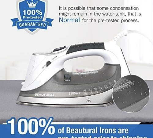 BEAUTURAL 1800-Watt Steam Iron with Digital LCD Screen, Double-Layer and Ceramic Coated Soleplate, 3