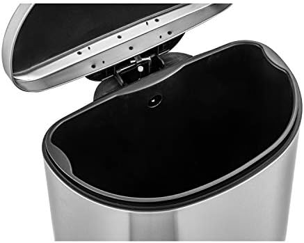 QUALIAZERO 50L/13Gal Heavy Duty Hands-Free Stainless Steel Commercial/Kitchen Step Trash Can, Finger
