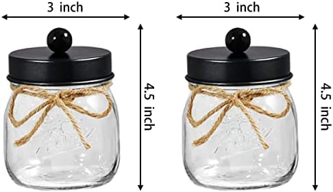 SheeChung Apothecary Jars Set,Mason Jar Decor Bathroom Vanity Storage Organizer Canister,Premium Gla