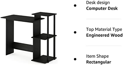 Amazon.com: Furinno Efficient Home Laptop Notebook Computer Desk with Square Shelves, Americano/Blac