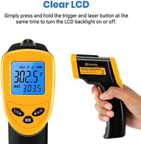 Amazon.com: Etekcity Infrared Thermometer 1080, Heat Temperature Temp Gun for Cooking, Laser IR Surf