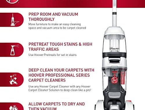 Hoover Dual Spin Pet Plus Carpet Cleaner Machine, Upright Shampooer, FH54050V, White
