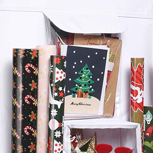 Wrapping Paper Storage Holder Double-Sided Hanging Gift Bag and Gift Wrap Organizer （Original White）