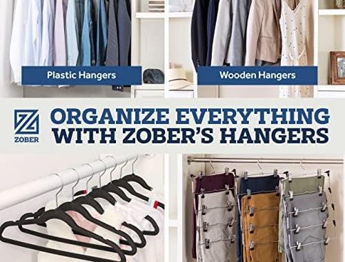 Zober Velvet Hangers 50 Pack - Black Hangers for Coats, Pants & Dress Clothes - Non Slip Clothes