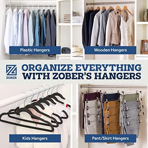 Zober Velvet Hangers 50 Pack - Black Hangers for Coats, Pants & Dress Clothes - Non Slip Clothes