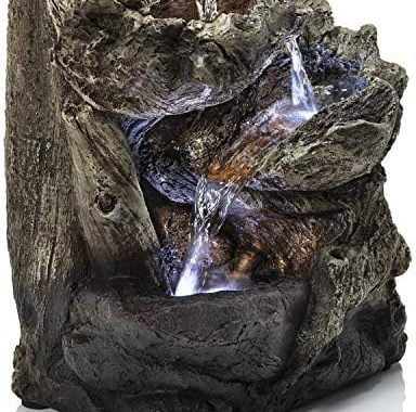 Amazon.com: Alpine Corporation 14" Tall Indoor/Outdoor Tiered Log Tabletop Fountain with LED Lights,