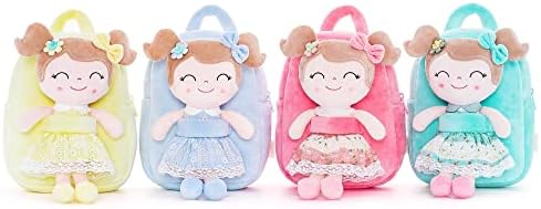 Gloveleya Kids Backpacks Girls Backpack Plush Bags with Soft Baby Doll Green 9"
