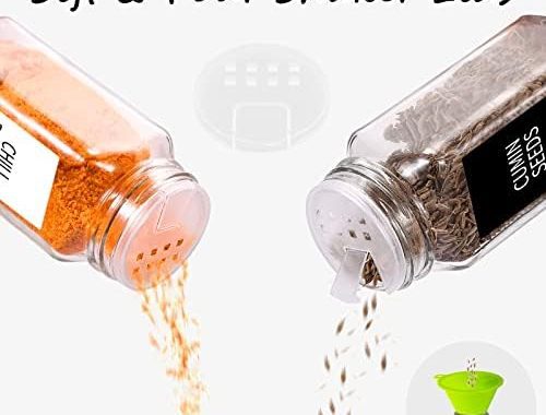 Amazon.com: 36 Spice Jars with 547 Labels- Glass Spice Jars with Black Metal Caps, 4oz Empty Spice C