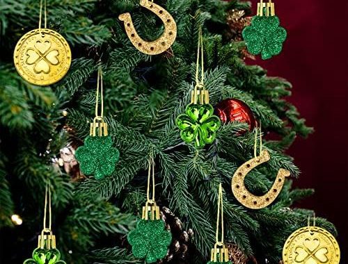 Amazon.com: St. Patricks Day Decorations Shamrock Ornaments - 48pcs Shamrock Clover Gold Coins Horse