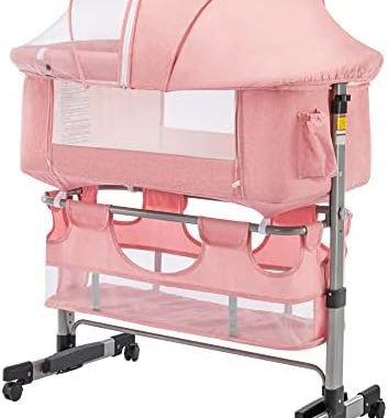 Amazon.com: Cuddor Bedside Bassinet for Baby, Bedside Sleeper with Wheels, Heigt Adjustable, with Mo