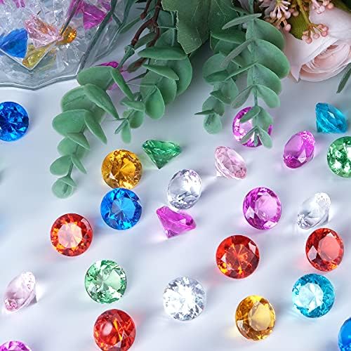 Babenest Acrylic Diamond Fake Gems Vase Filler, 240pcs 3/4 Inch Faux Diamonds Crystals Jewels for Ta