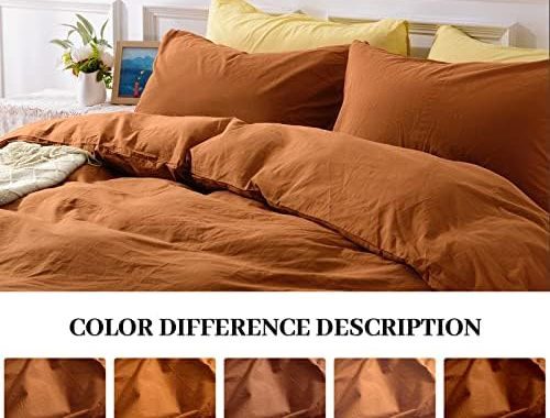 Amazon.com: NEXHOME PRO Terracotta Burnt Orange Duvet Cover Set King Size Linen Textured Organic Nat