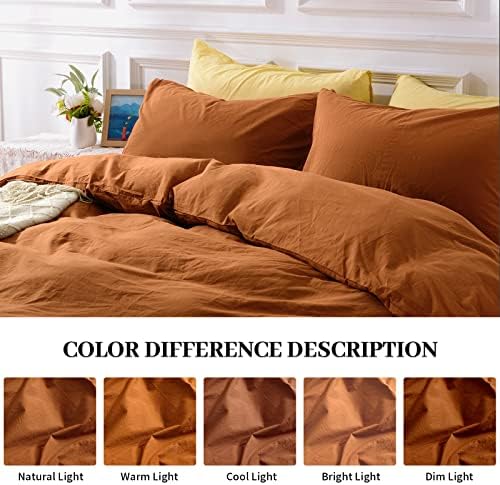 Amazon.com: NEXHOME PRO Terracotta Burnt Orange Duvet Cover Set King Size Linen Textured Organic Nat