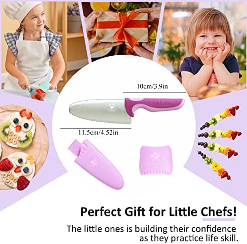 Kibbidea Kids Knife for Real Cooking, Safe Knife for Toddler Children, Stainless Steel Kids Chef Kni