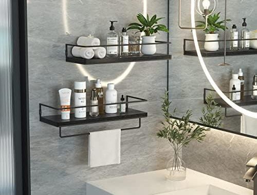 Amazon.com: ZGO Floating Shelves for Wall Set of 2, Wall Mounted Storage Shelves with Black Metal Fr
