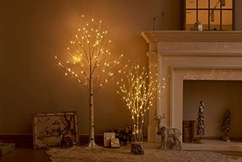 Hairui Lighted Birch Tree Plug in 4FT 72 LED White Twig Tree with Lights for Christmas Holiday Weddi