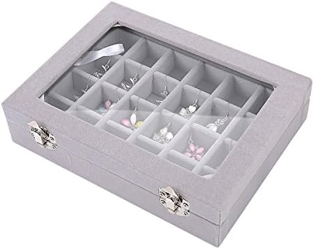 Amazon.com: Ivosmart 24 Section Velvet Glass Jewelry Ring Display Organiser Box Tray Holder Earrings