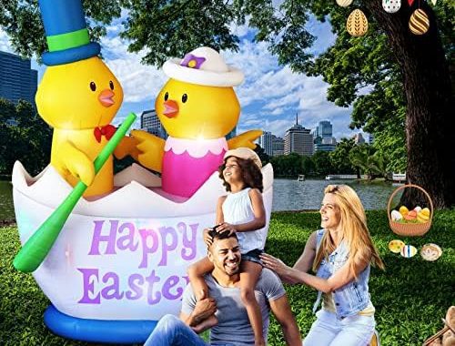 Amazon.com: Danxilu 6 Foot Easter Inflatable Two Chicks Boating, Blow Up Easter Outdoor Decoration w