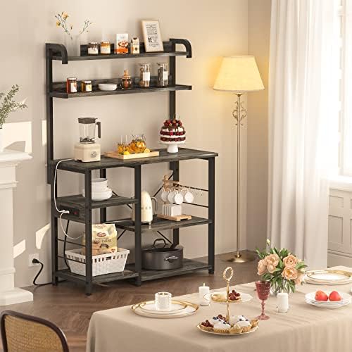 Amazon.com - Topfurny Baker's Rack with Power Outlet, Coffee Station, Microwave Oven Stand, Kitchen