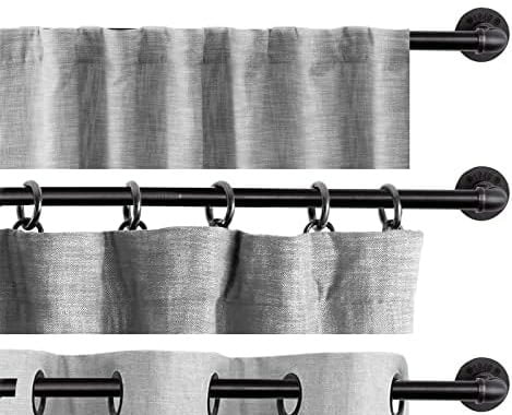 Amazon.com: Curtain Rods for Windows 66 to 120, 1 Inch Industrial Curtain Rod, Wrap Around Black Cur