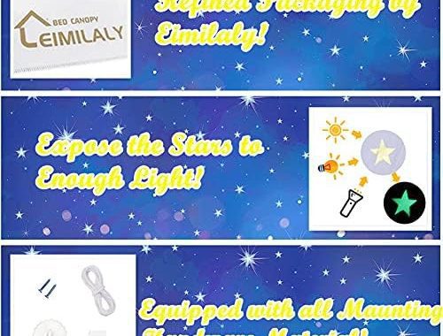 Eimilaly Stars Bed Canopy Glow in The Dark, Bed Canopy for Girls Mosquito Net, Princess Canopy for G