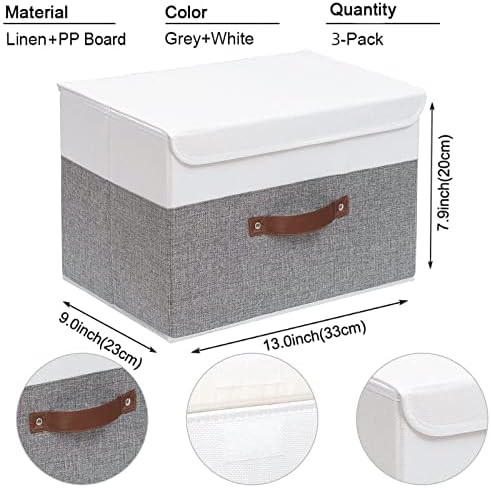 Amazon.com - Yawinhe Collapsible Storage Boxes with Lids Fabric Foldable Storage Bins Organizer Cont