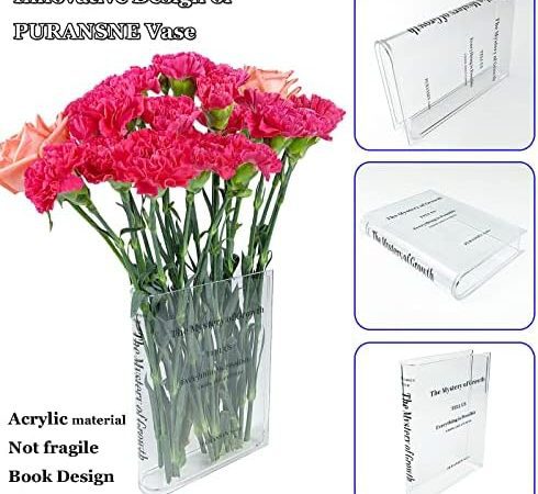 Puransen Book Vase for Flowers Aesthetic Room Decor, Artistic and Cultural Flavor Decorative Acrylic