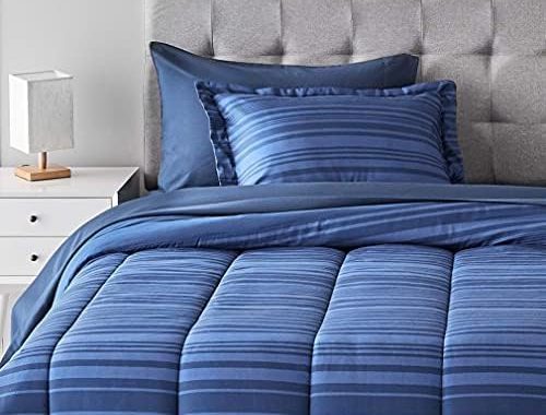 Amazon.com: Amazon Basics 5-Piece Lightweight Microfiber Bed-In-A-Bag Comforter Bedding Set - Twin/T
