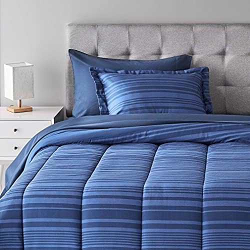 Amazon.com: Amazon Basics 5-Piece Lightweight Microfiber Bed-In-A-Bag Comforter Bedding Set - Twin/T