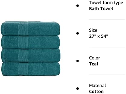 Amazon.com: Elvana Home 4 Pack Bath Towel Set 27x54, 100% Ring Spun Cotton, Ultra Soft Highly Absorb